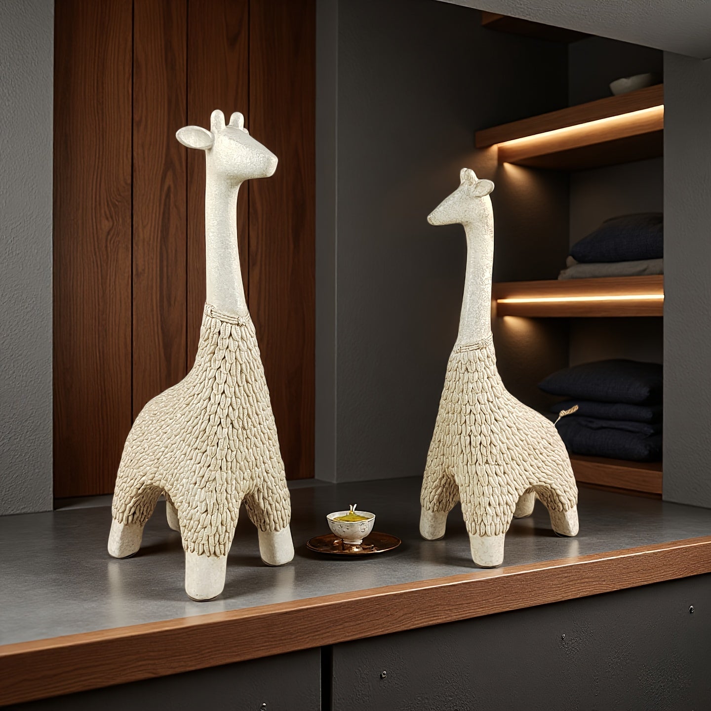 Tnessential Modern Minimalist Giraffe Resin Ornament 3D Decor