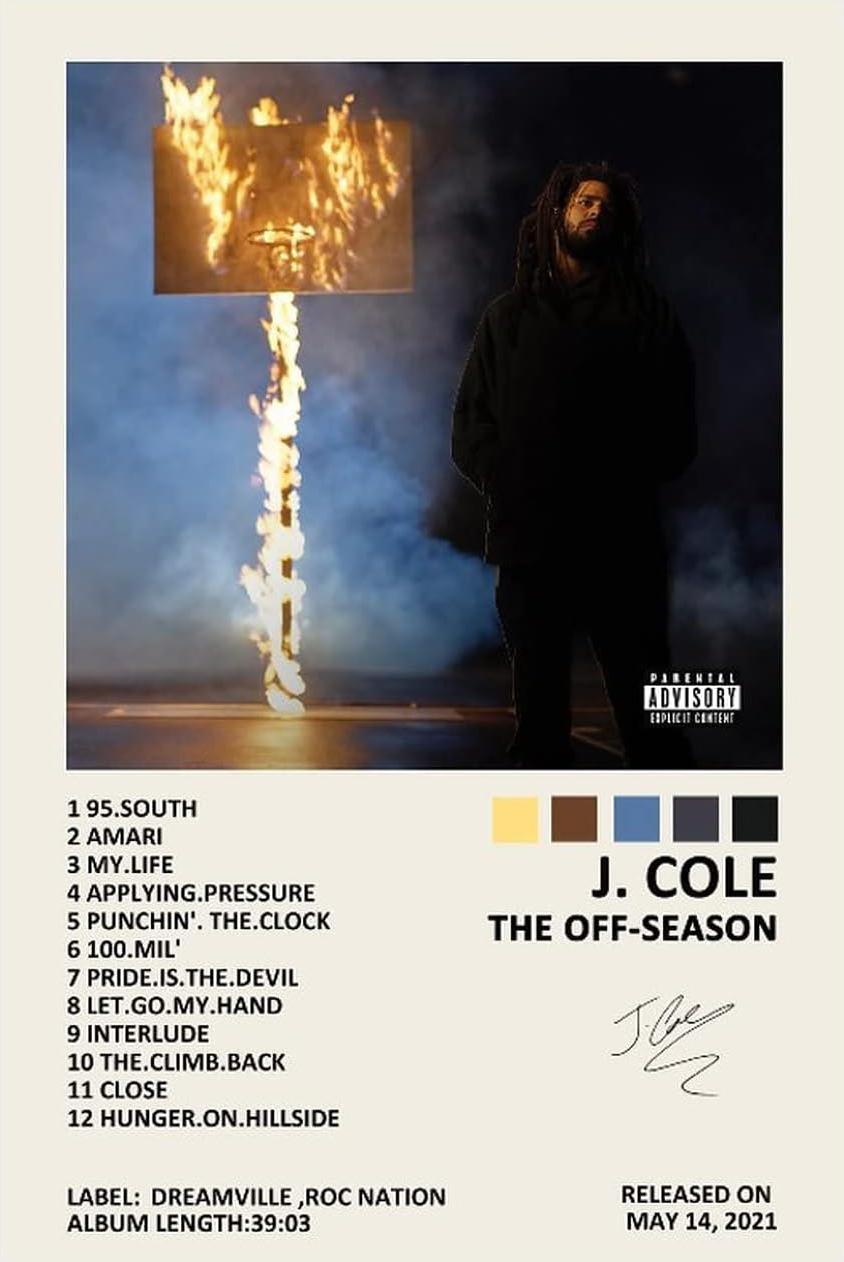 J COLE " THE OFF -SEASON" CANVAS POSTER