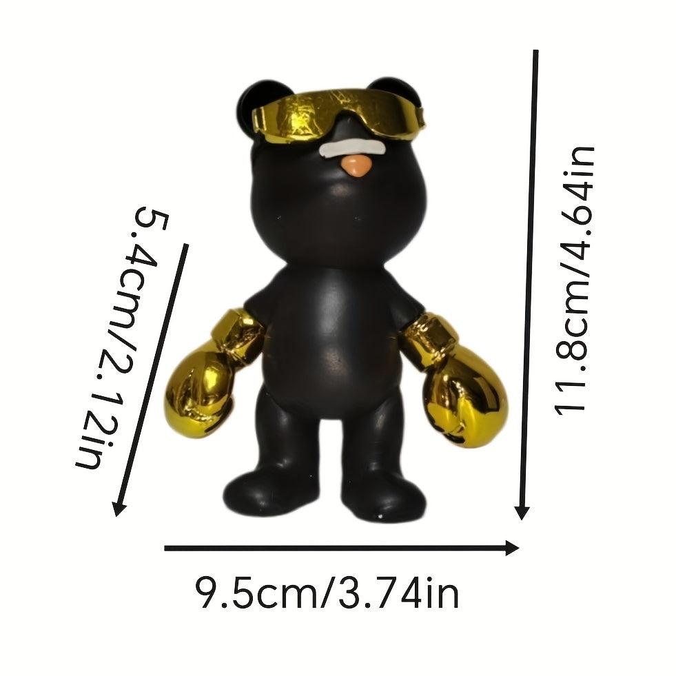 Tnessential Black and Golden Boxing Bear Style Decorative Ornament 3D Decor