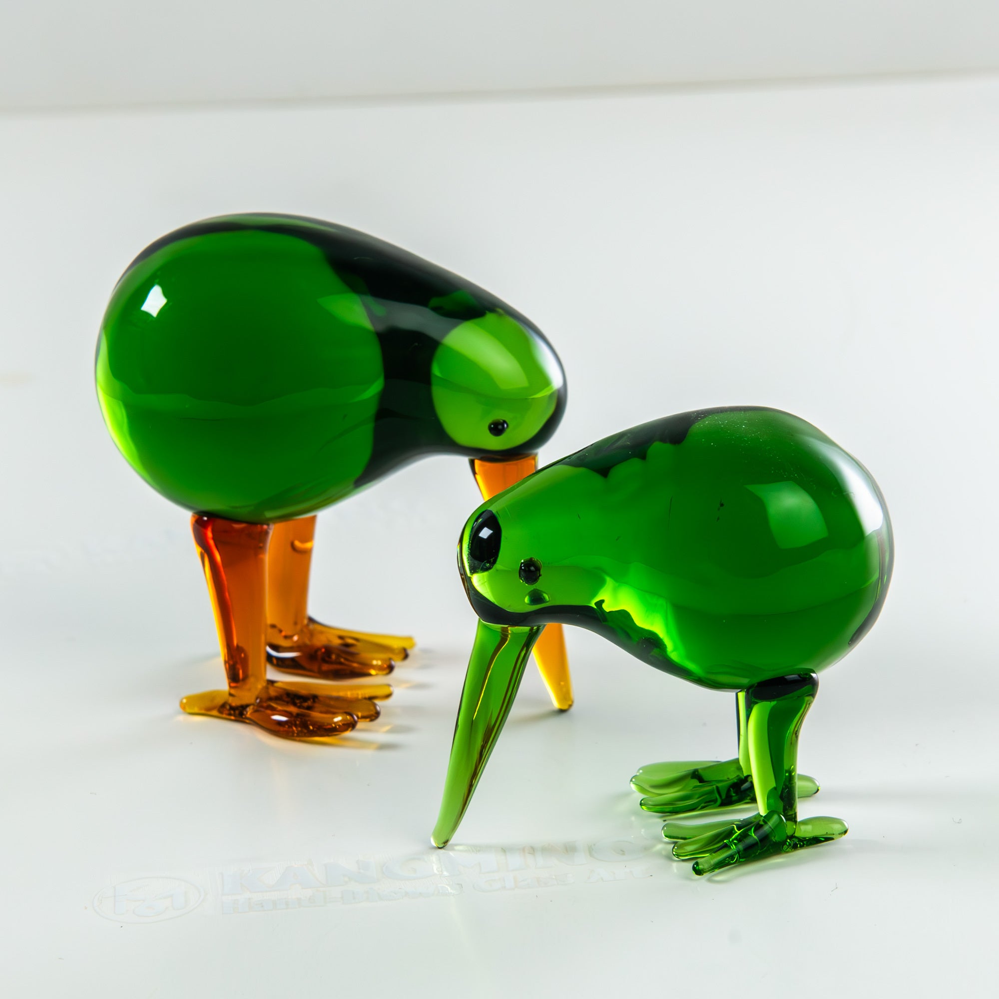 Tnessential Handmade Green Kiwi Bird Glass Figurines 3D Decor