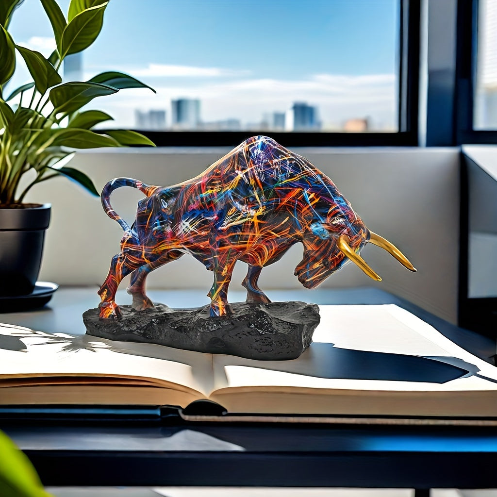Tnessential Dazzling Wall Street-inspired Bronze Bull Statue 3D Decor