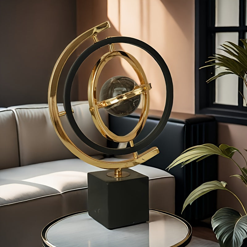 Tnessential Modern Abstract Metal Globe Sculpture 3D Decor