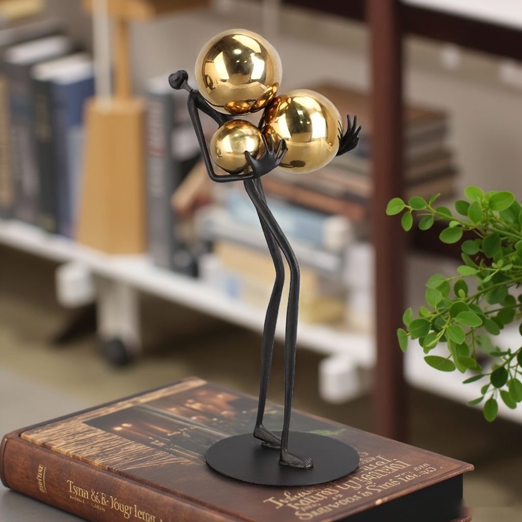 Tnessential Abstract Metal Hugging Sphere Figure Art Sculpture for 3D Decor