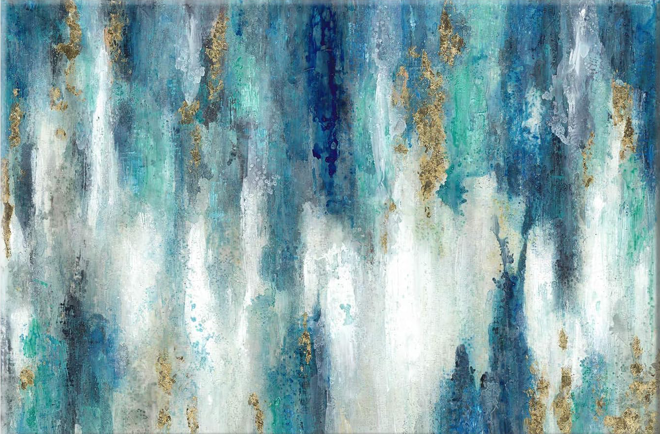 ABSTRACT BLUE PAINTING CANVAS POSTER