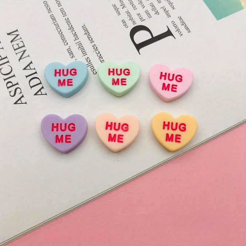Tnessential U002f20pcs Resin New Pastel Hot Conversation Heart Shape 3D Decor