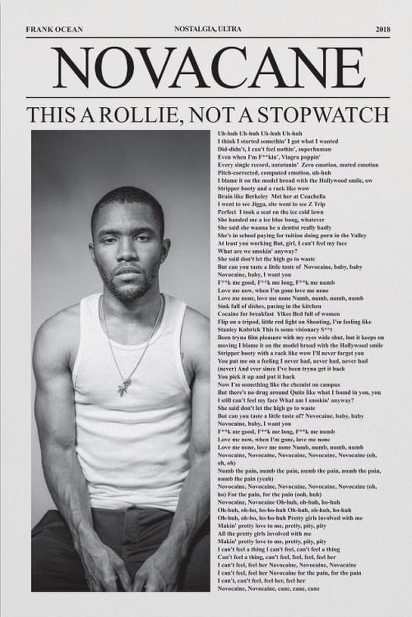 FRANK OCEAN "NOVACANE" CANVAS POSTER