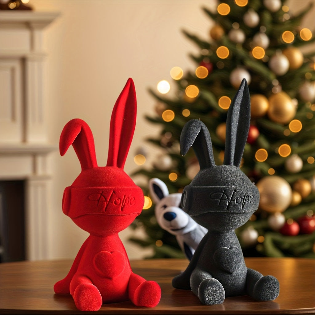 Tnessential Creative Heart-shaped Rabbit Figurine 3D Decor