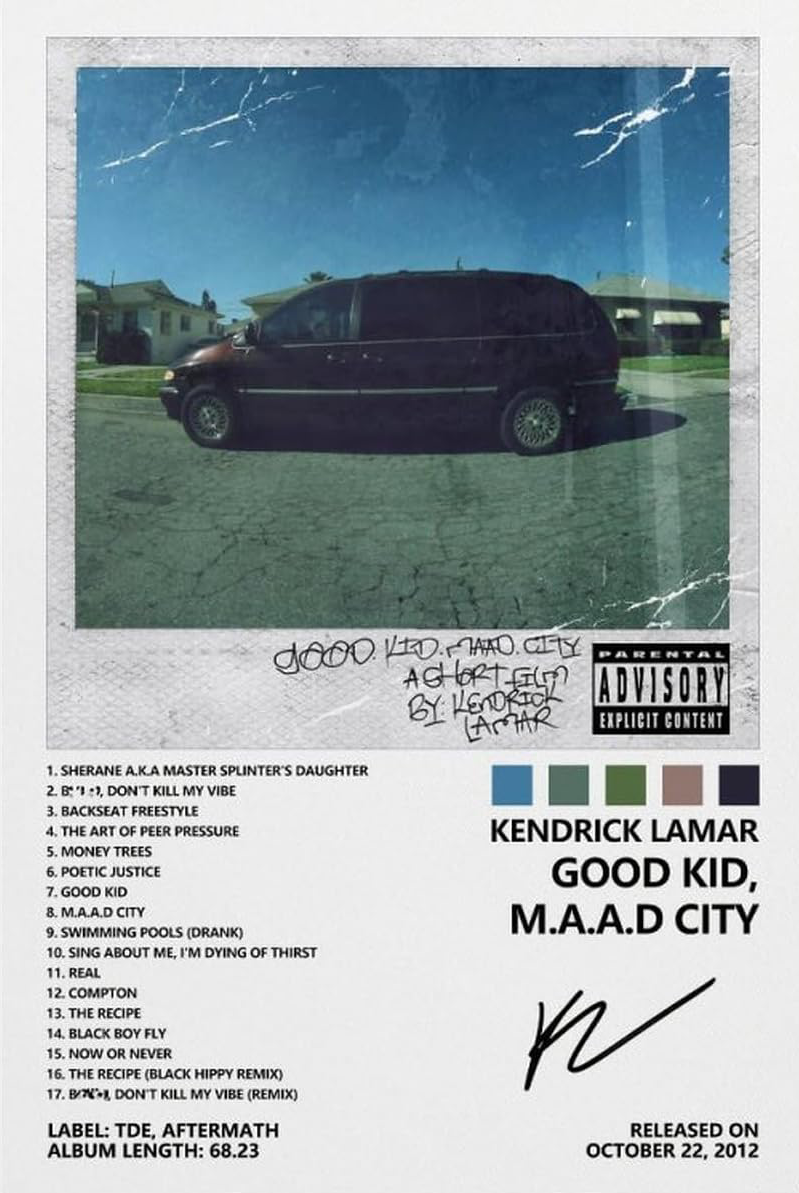 KENDRICK "GOOD KID M.A.A.D CITY" CANVAS POSTER