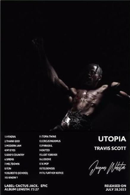 TRAVIS SCOTT UTOPIA BLACK VERSION CANVAS POSTER