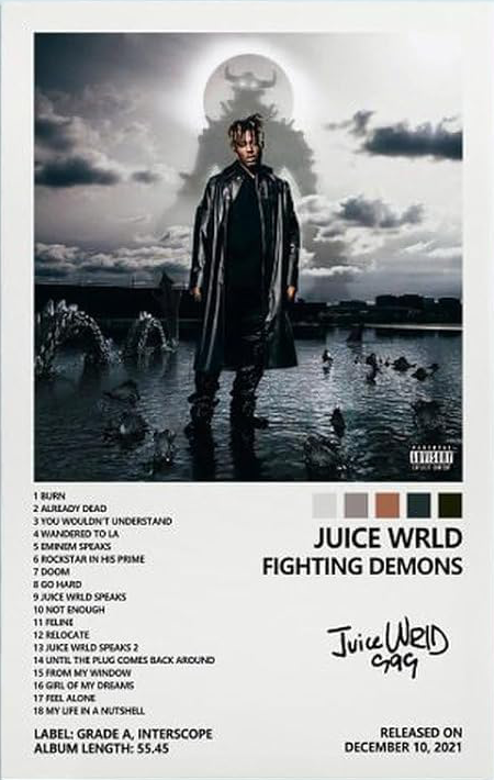 JUICE WRLD " FIGHTING DEMONS "CANVAS POSTER