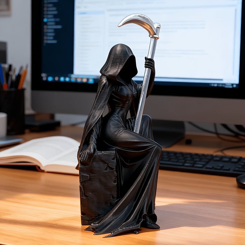 Tnessential Dark-themed Decorative Piece Featuring a Female Grim 3D Decor