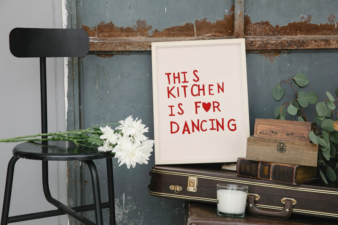 FUNNY " THE KITCHEN IS FOR DANCING " CANVAS POSTER