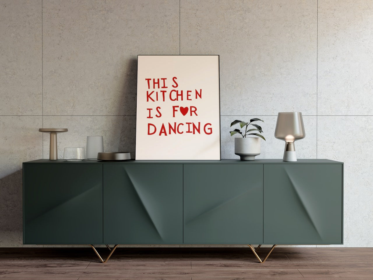 FUNNY " THE KITCHEN IS FOR DANCING " CANVAS POSTER