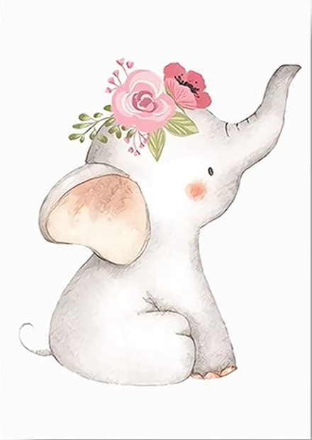 CUTE ELEPHANT NURCERY CANVAS POSTER