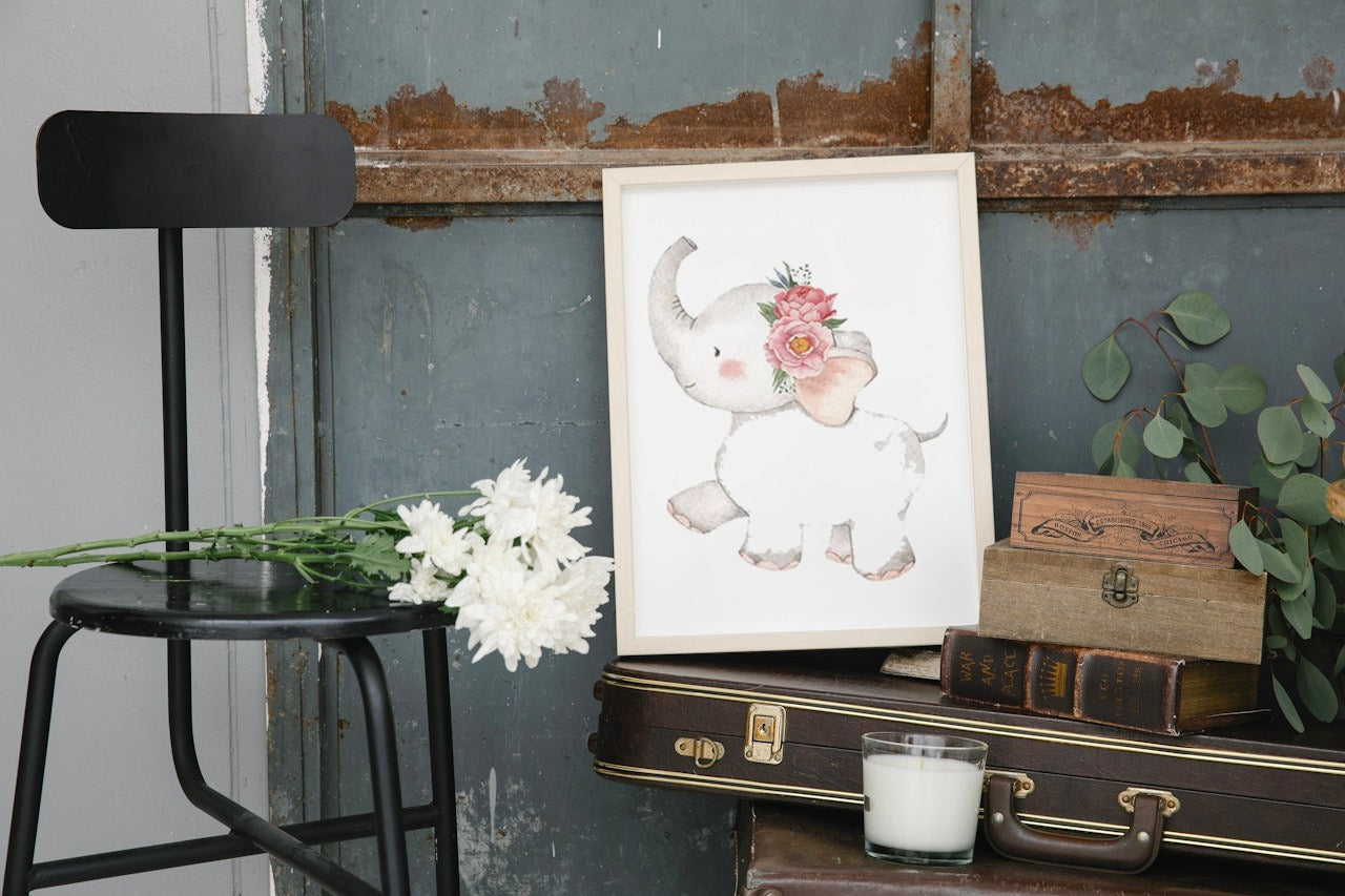 NURCERY ELEPHANT CANVAS POSTER