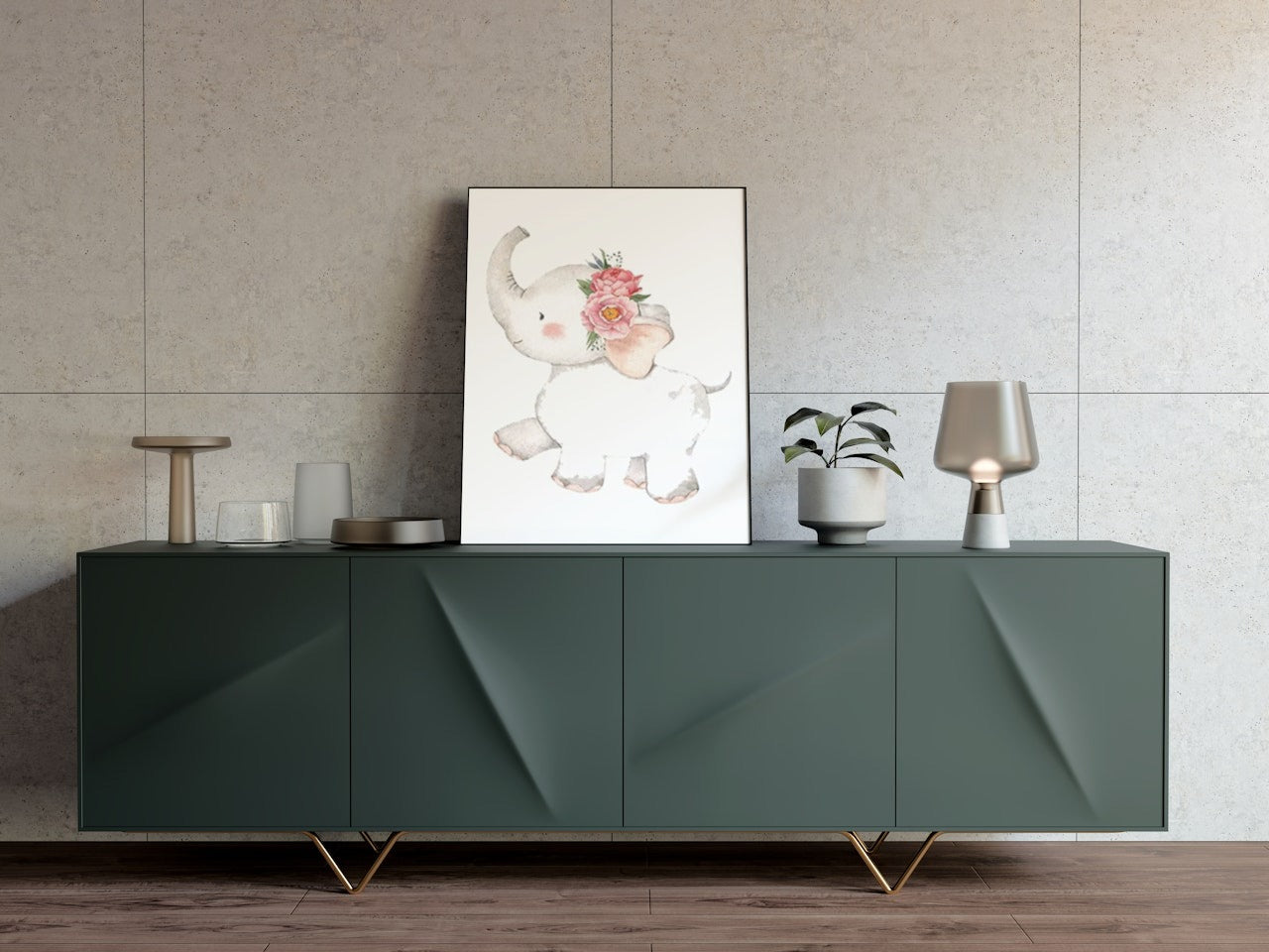 NURCERY ELEPHANT CANVAS POSTER