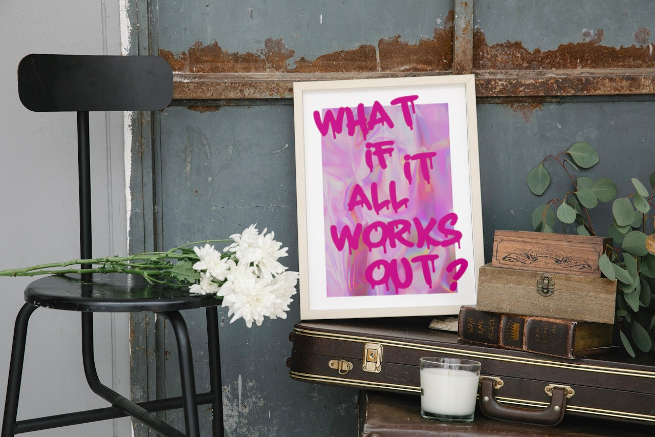 Chic Pink Aesthetic Canvas Poster - 'What If It All Works Out'