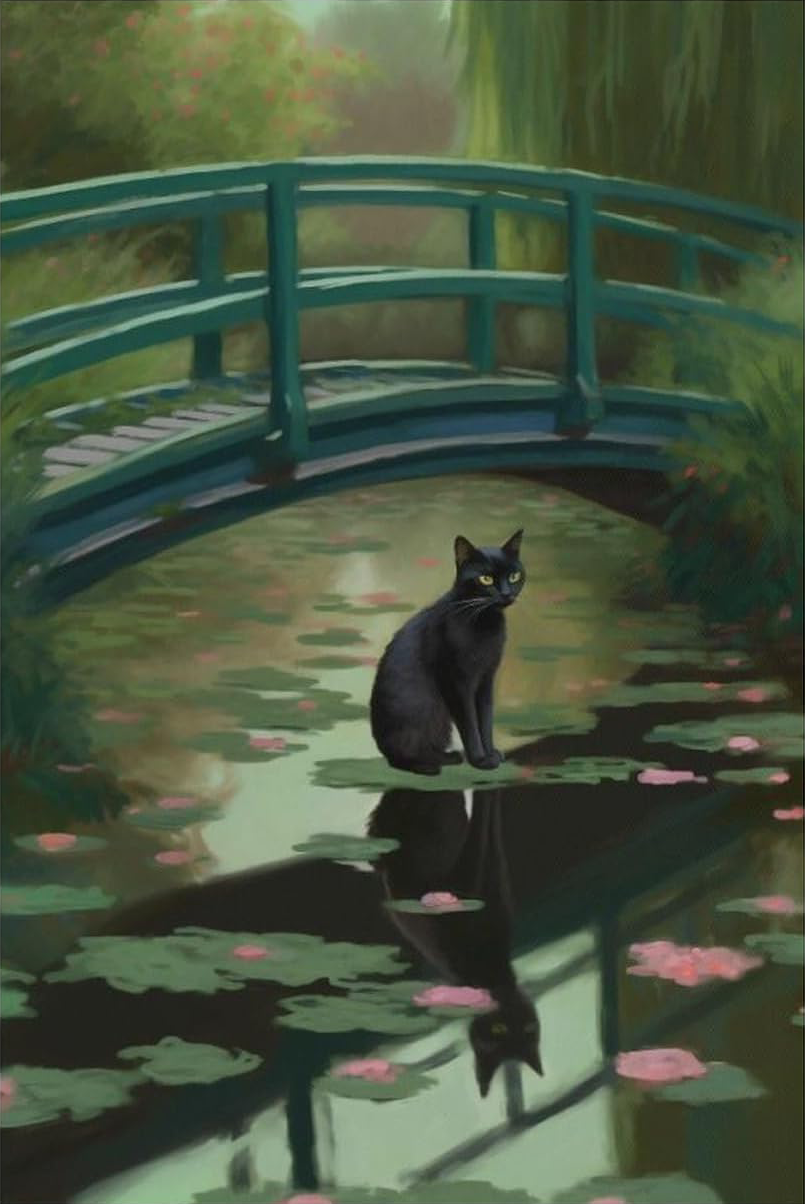 CUTE SPOOKY BLACK CAT PAINTING
