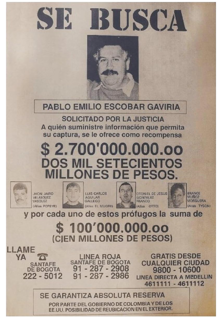 PABLO ESCOBAR MUG SHOT CANVAS POSTER