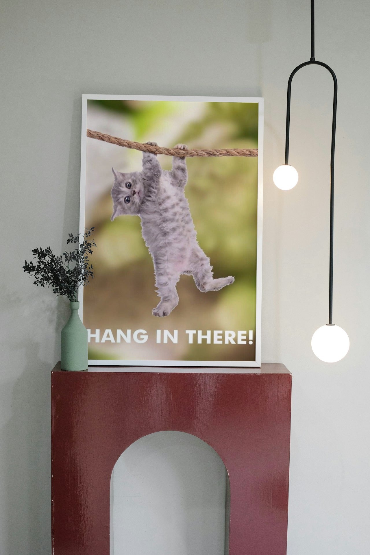 CUTE FUNNY CAT CANVAS POSTER " HANG IN THERE"