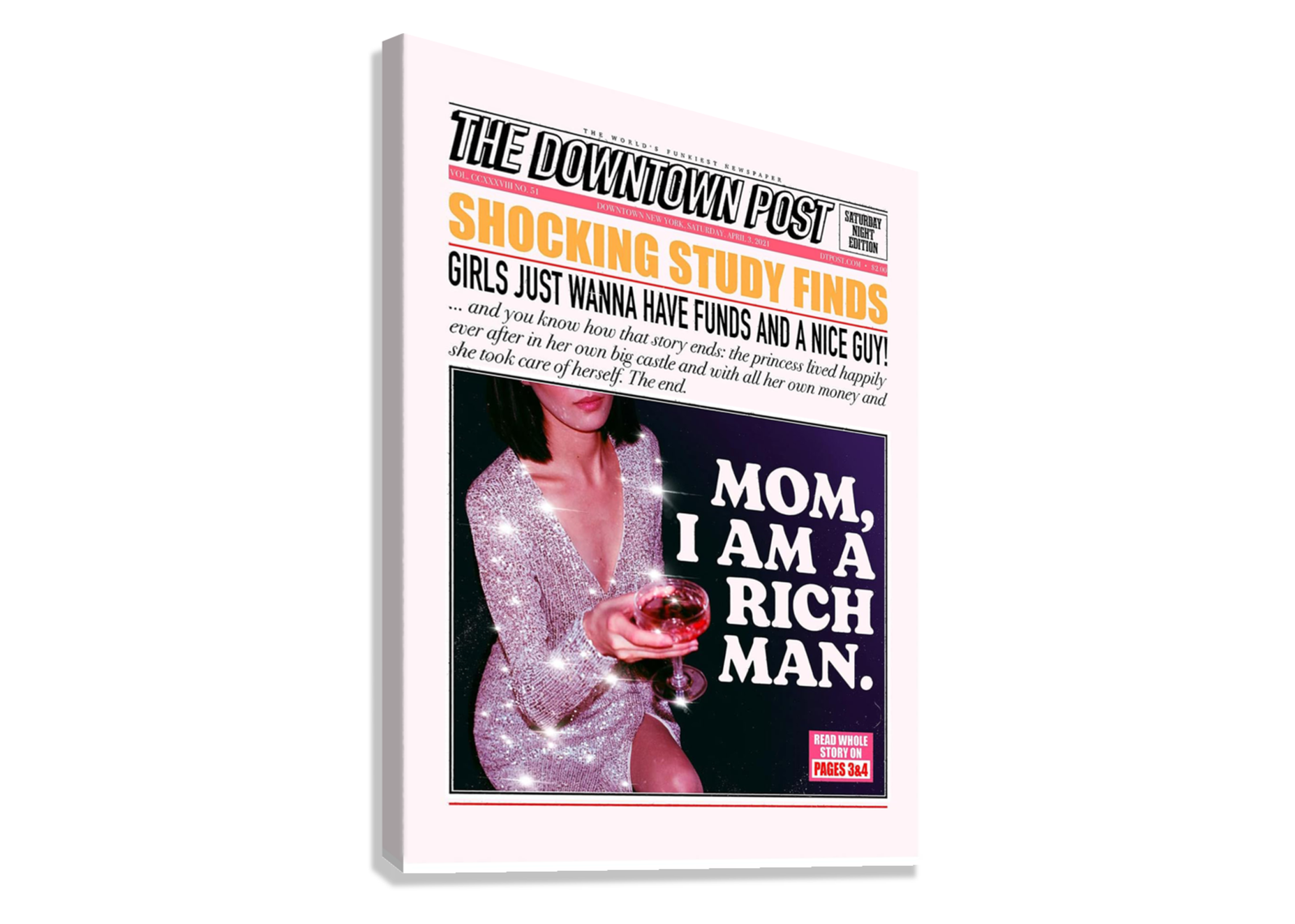 CUTE QUIRKY CANVAS POSTER "MOM I AM A RICH MAN"