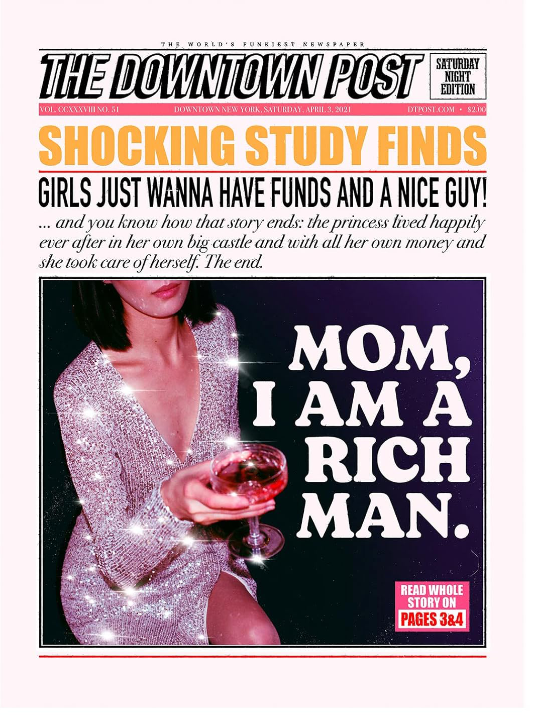 CUTE QUIRKY CANVAS POSTER "MOM I AM A RICH MAN"