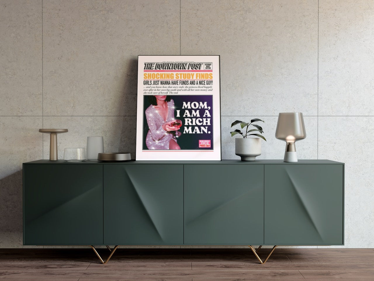 CUTE QUIRKY CANVAS POSTER "MOM I AM A RICH MAN"