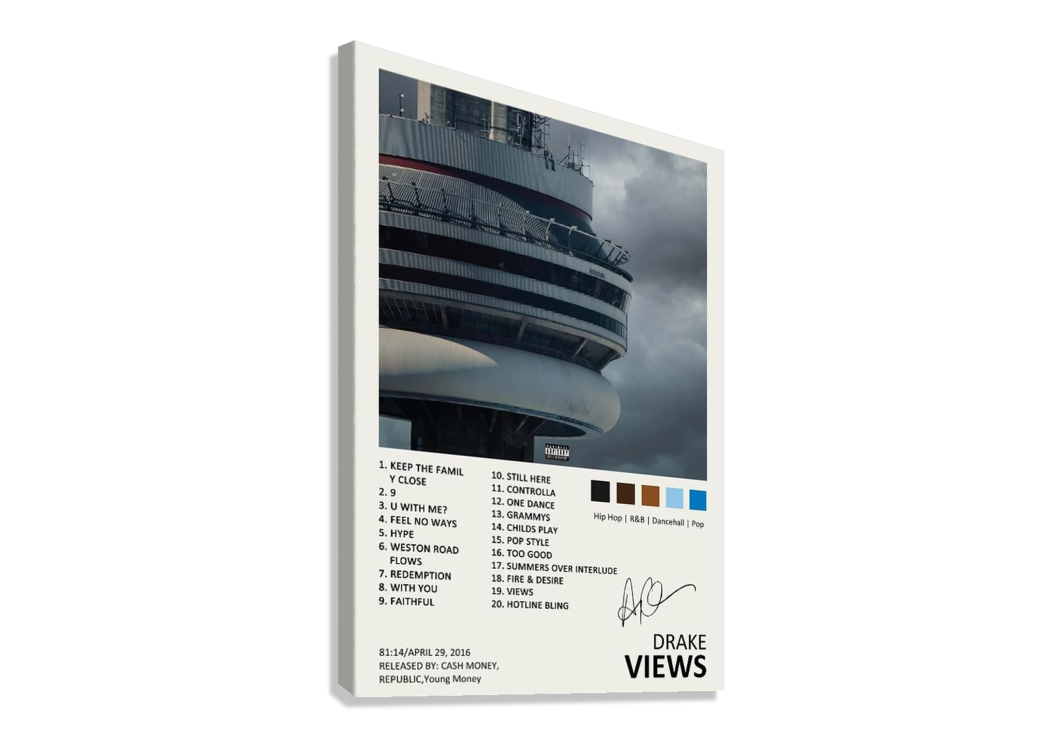 DRAKE "VIEWS" CANVAS POSTER