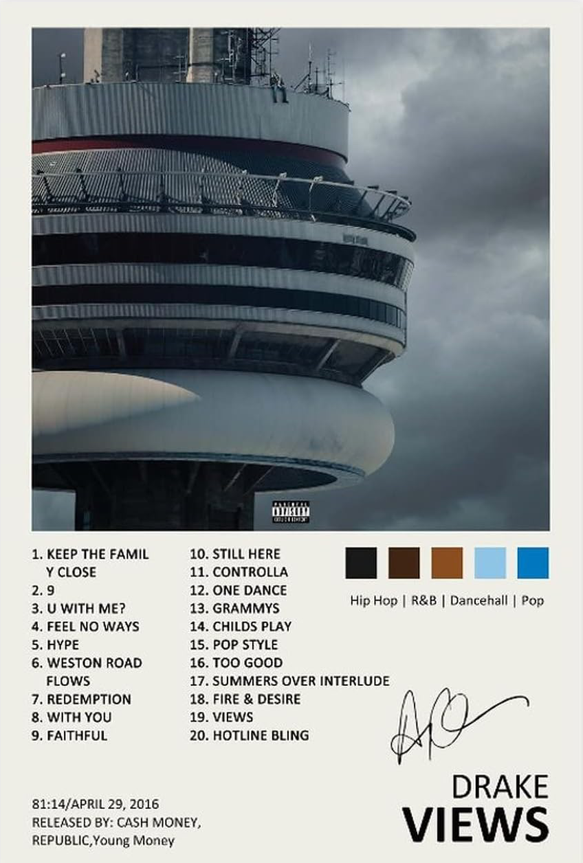 DRAKE "VIEWS" CANVAS POSTER