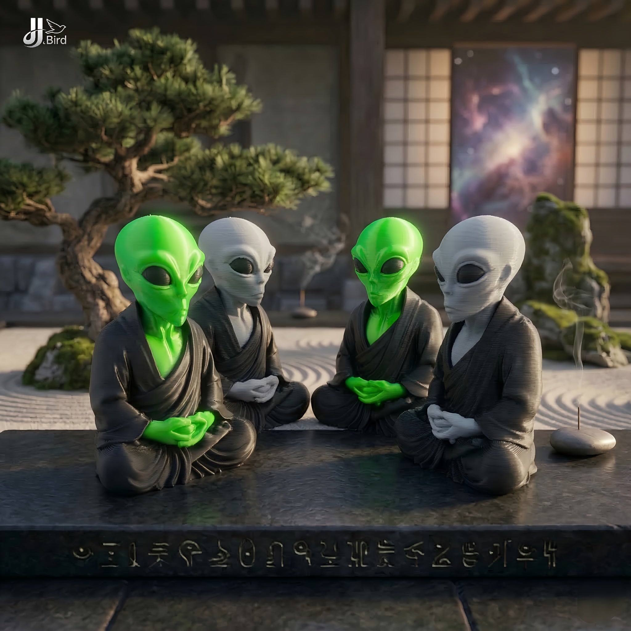 Tnessential Creative Meditating Alien Decorative Ornament 3D Decor