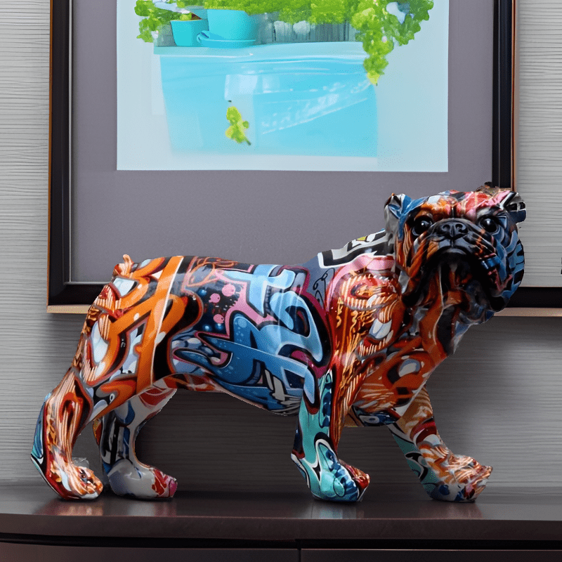 Tnessential Unique 2026 Design Resin Bulldog with Vibrant Graffiti Art 3D Decor