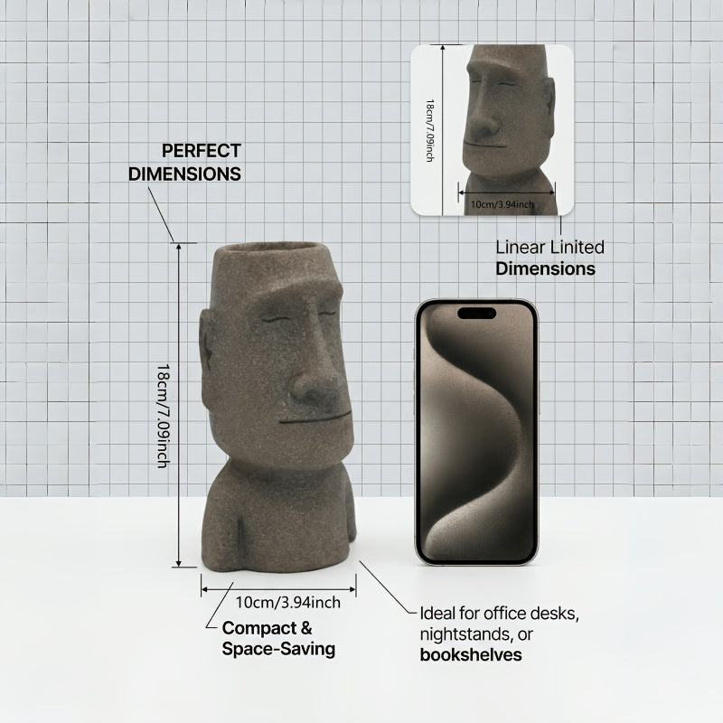 Tnessential WENYLE Creative Moai Stone Statue Flower Pot 3D Decor