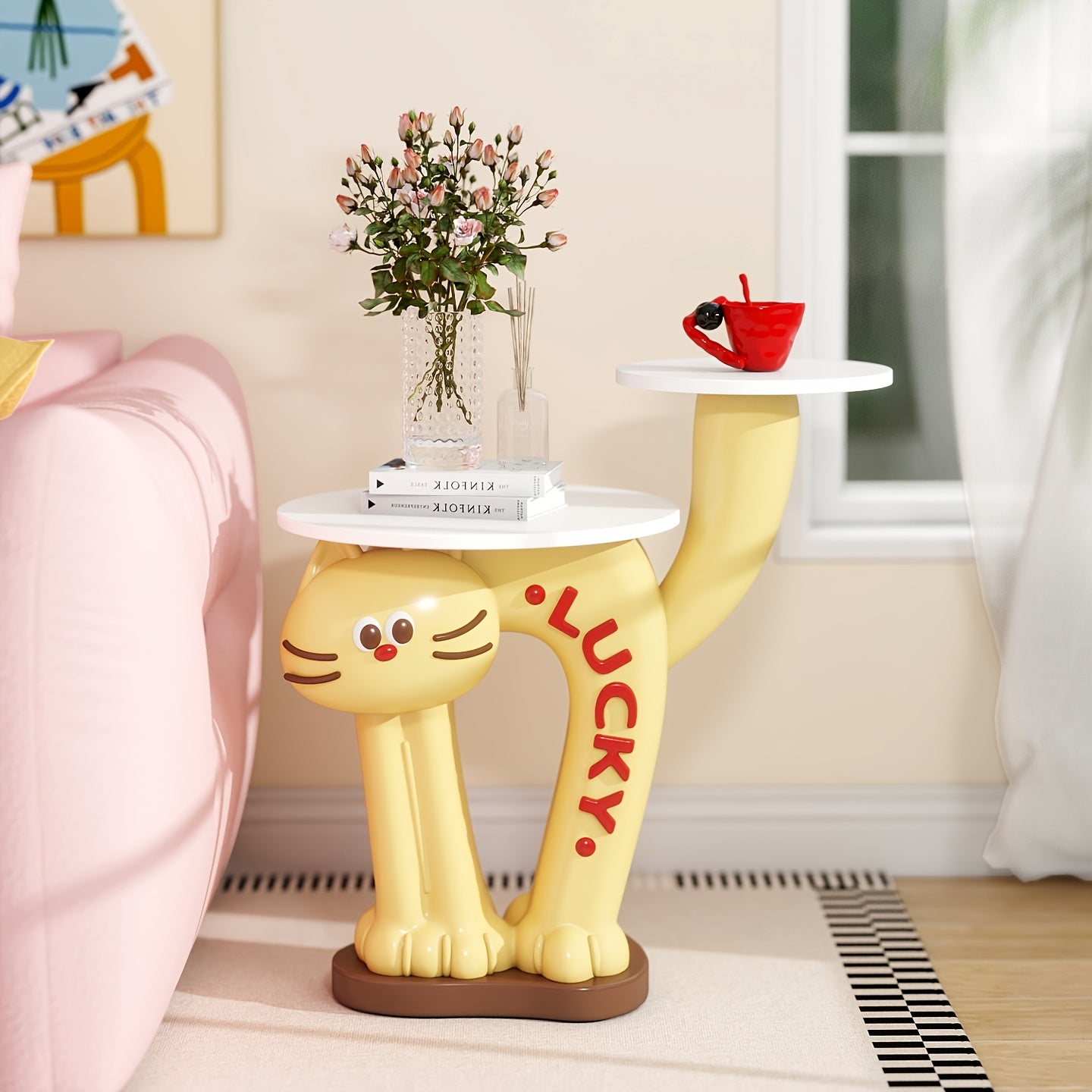Tnessential Resin Cartoon Cat Double Tray Side Table 3D Decor