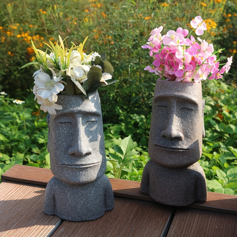 Tnessential WENYLE Creative Moai Stone Statue Flower Pot 3D Decor