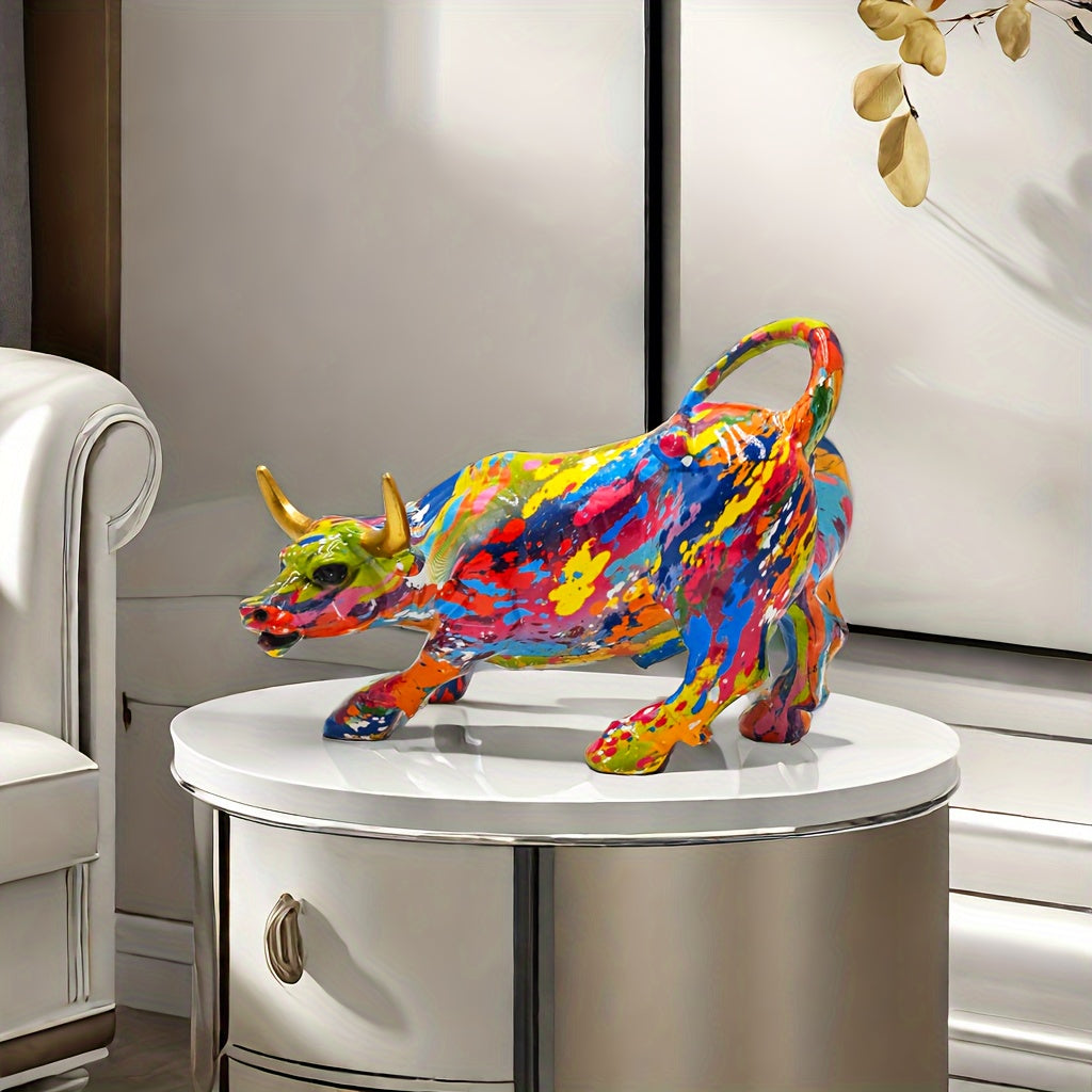 Tnessential Elegant & Powerful Resin Bull Ornament: Ideal Decor & Gift 3D Decor
