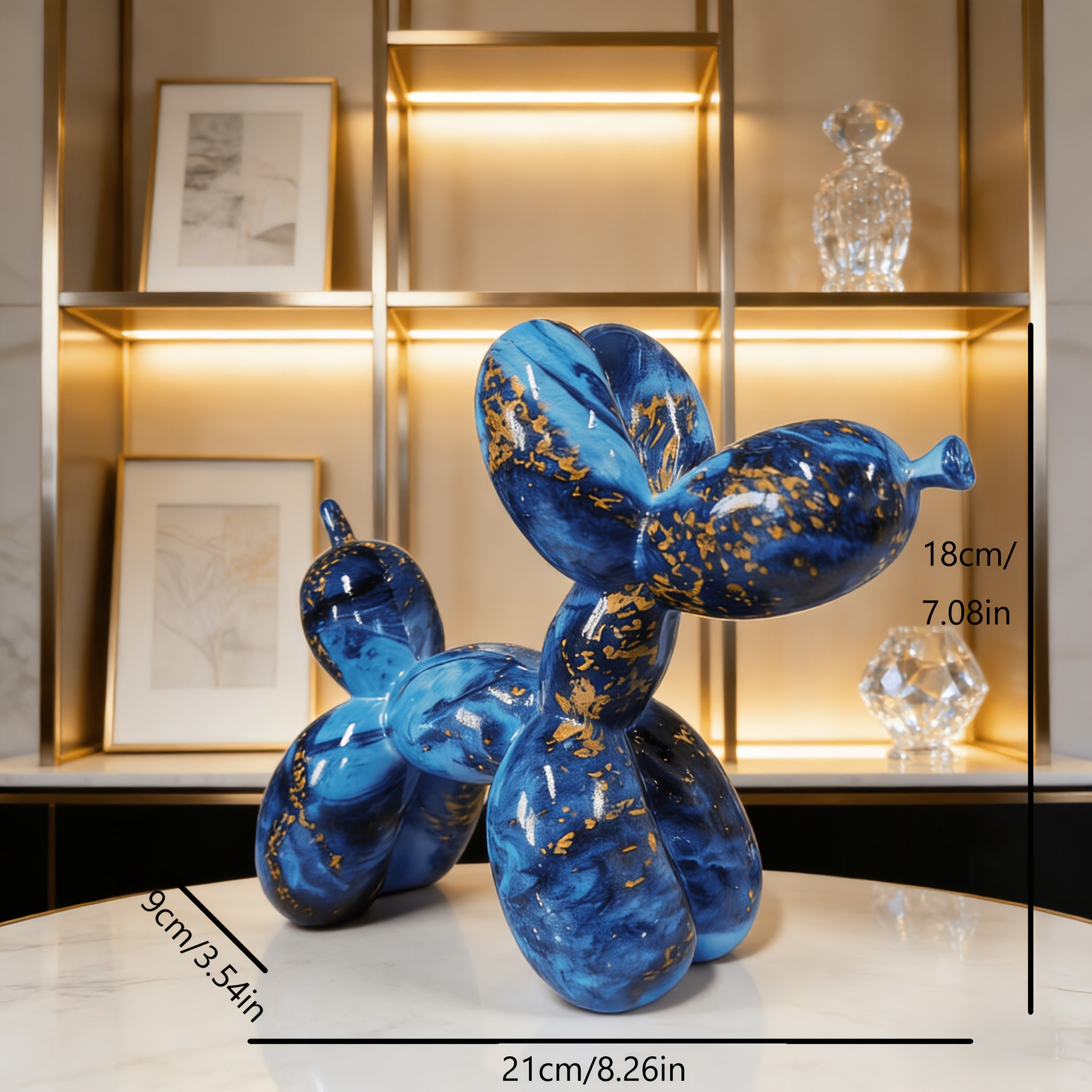 Tnessential Blue and Golden Water-soaked Balloon Dog 3D Decor