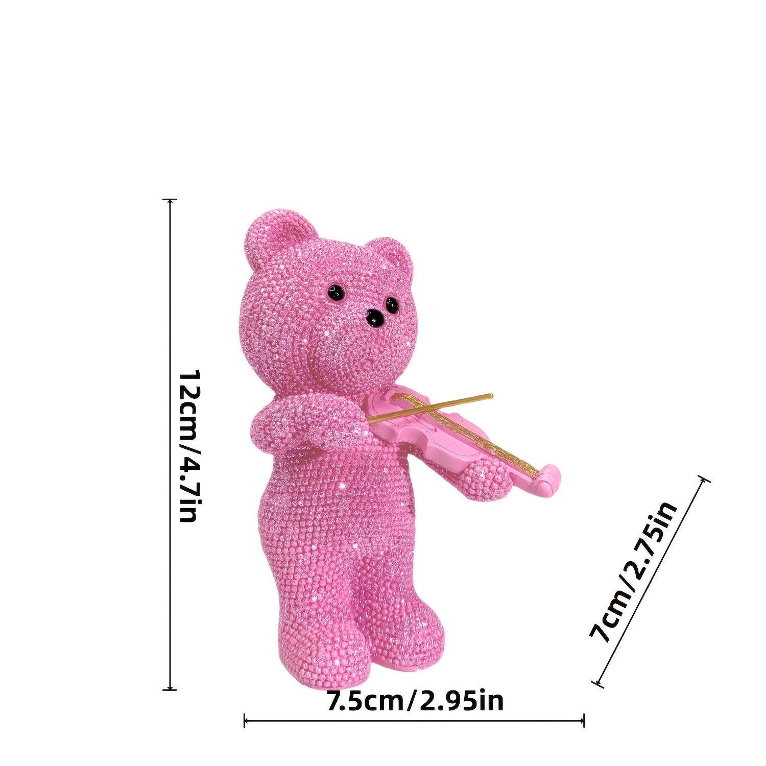Tnessential Beautiful Beaded Bear Violinist Statue 3D Decor