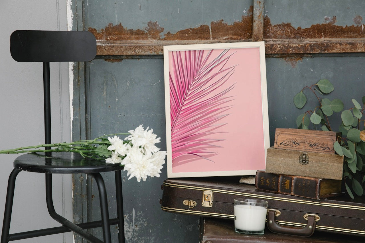 AESTHETIC CUTE PINK PALM TREE CANVAS POSTER