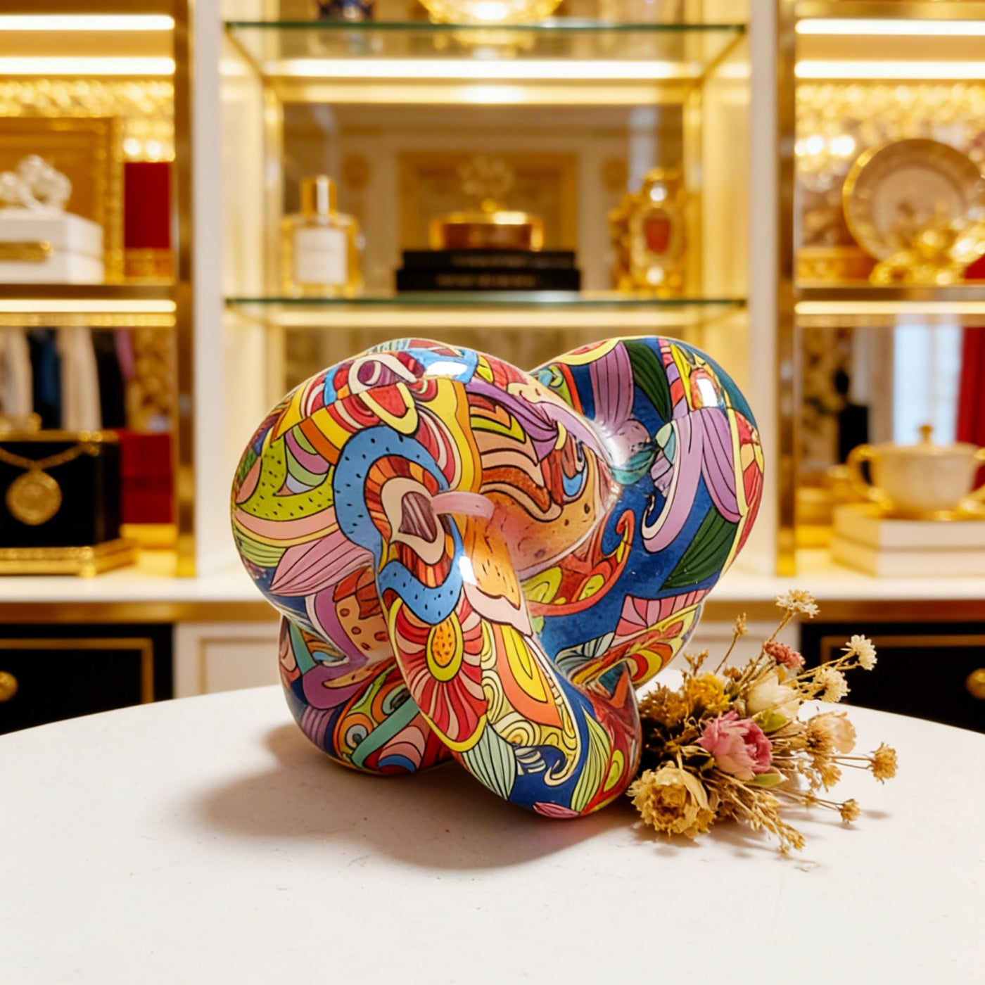 Tnessential Vibrant Graffiti Pop Art Knot Sculpture 3D Decor