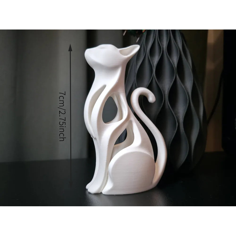 Tnessential Printed Abstract Cat Figurine 3D Decor