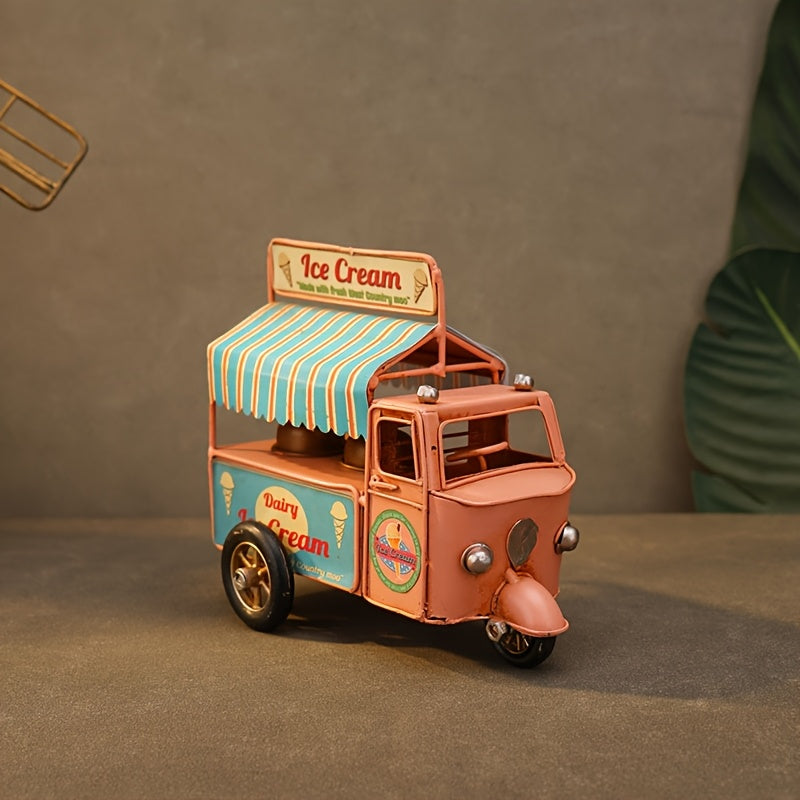 Tnessential Iron Art Industrial Style Pink Ice Cream Truck Ornament 3D Decor
