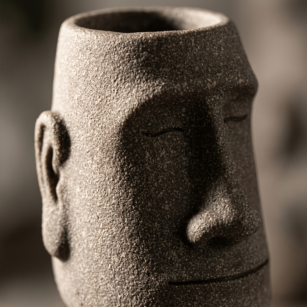 Tnessential WENYLE Creative Moai Stone Statue Flower Pot 3D Decor