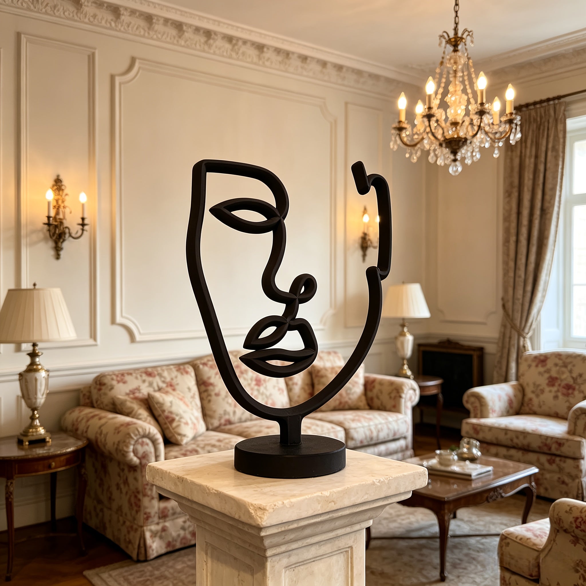 Tnessential Printed Abstract Face Sculpture 3D Decor