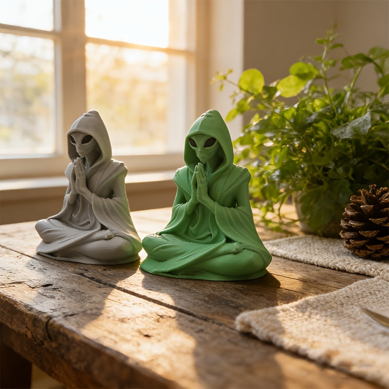 Tnessential Printed Meditating Alien Figurine 3D Decor