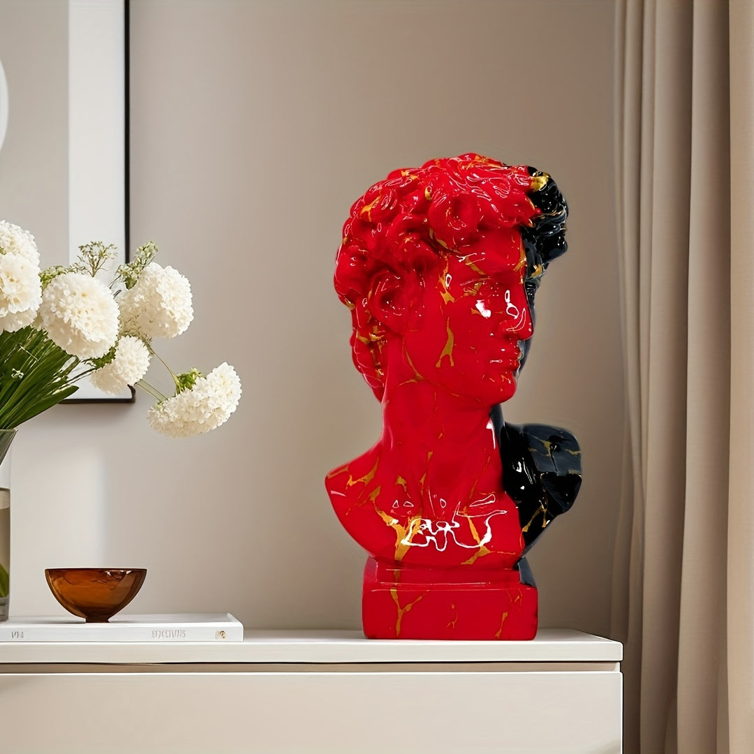 Tnessential Modern Art David Sculpture in Black and Red Color Scheme 3D Decor