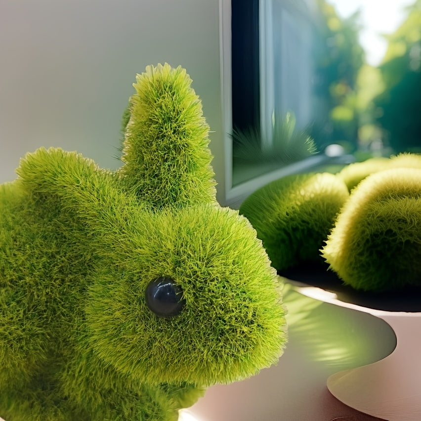 Tnessential Garden Style Decorative Moss Rabbit Figurine 3D Decor