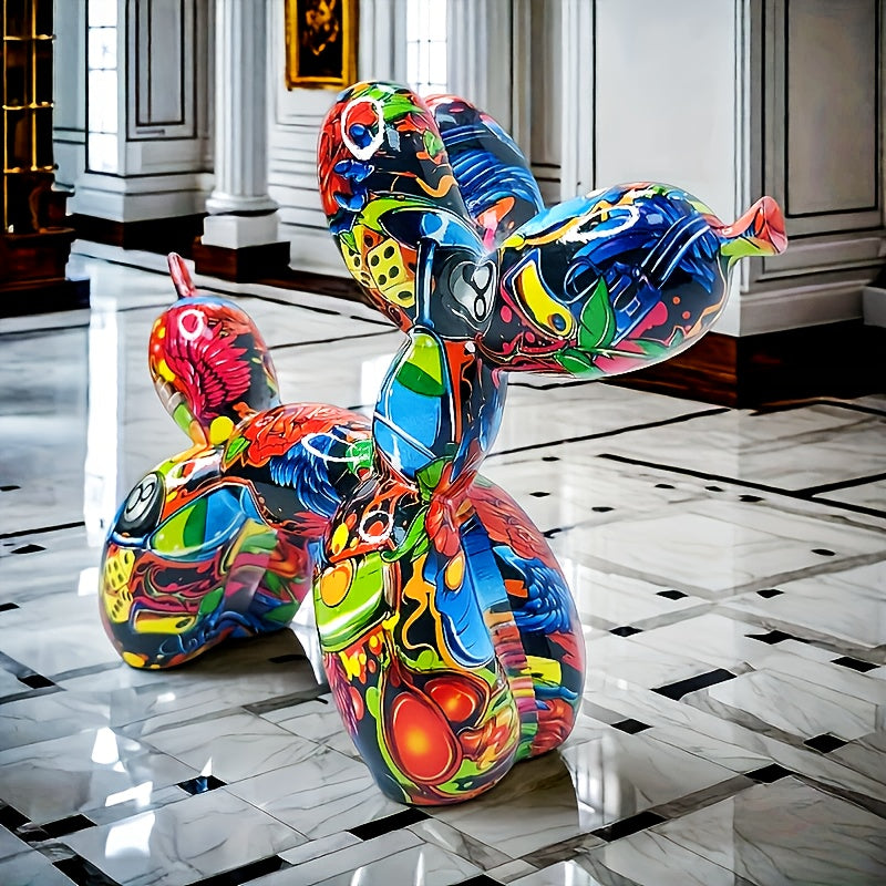 Tnessential Graffiti Balloon Dog Sculpture Animal Statues Art Figurines 3D Decor
