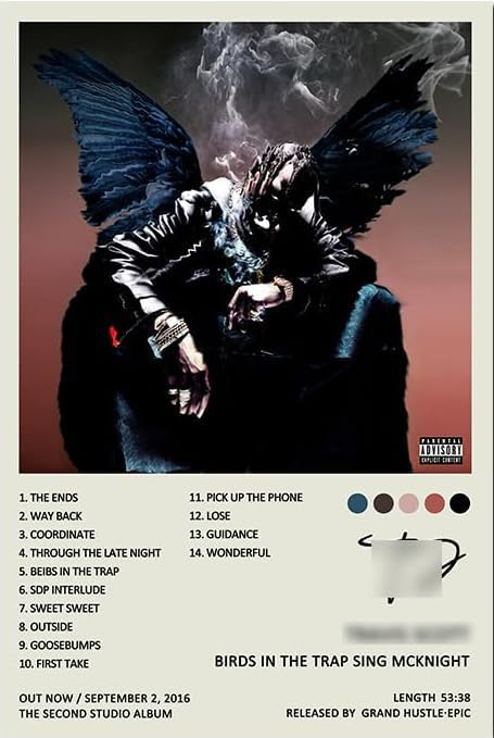 TRAVIS SCOTT " BIRDS IN TRAP SINK IN MCKINGHT " CANVAS POSTER