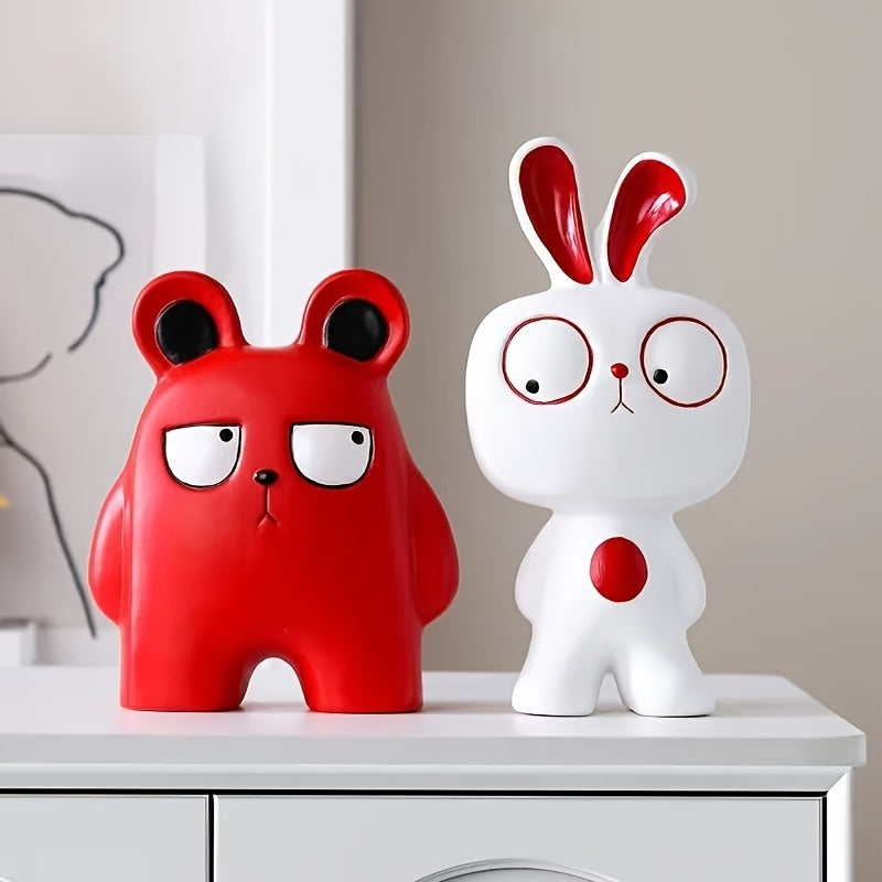 Tnessential Collectible Figurines Cute Rabbit & Bear Figurines 3D Decor