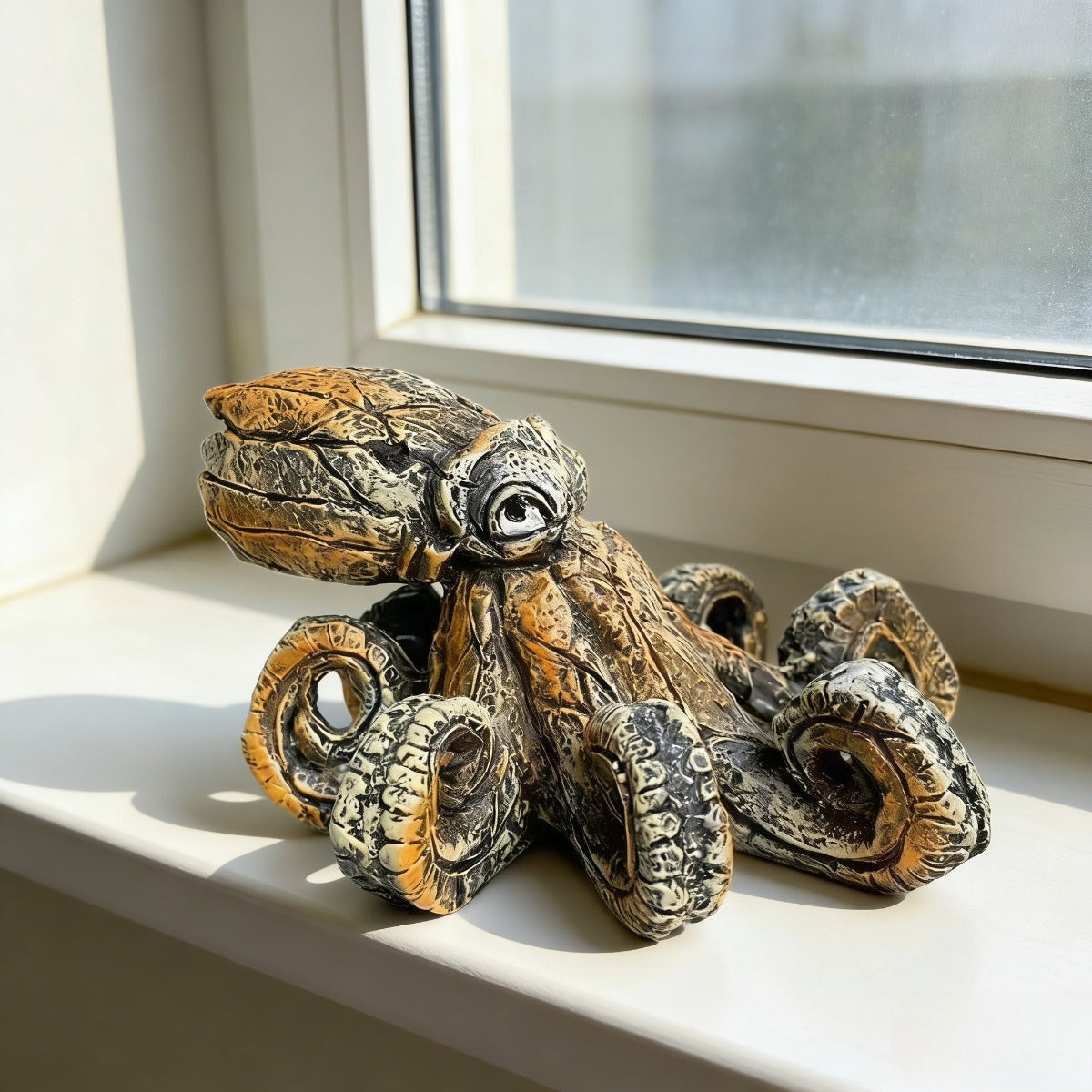 Tnessential Handcraft Rustic Octopus Sculpture Resin Octopus 3D Decor